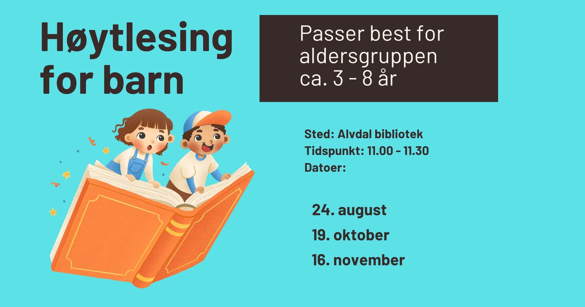 Tegning av to barn som flyr på en bok