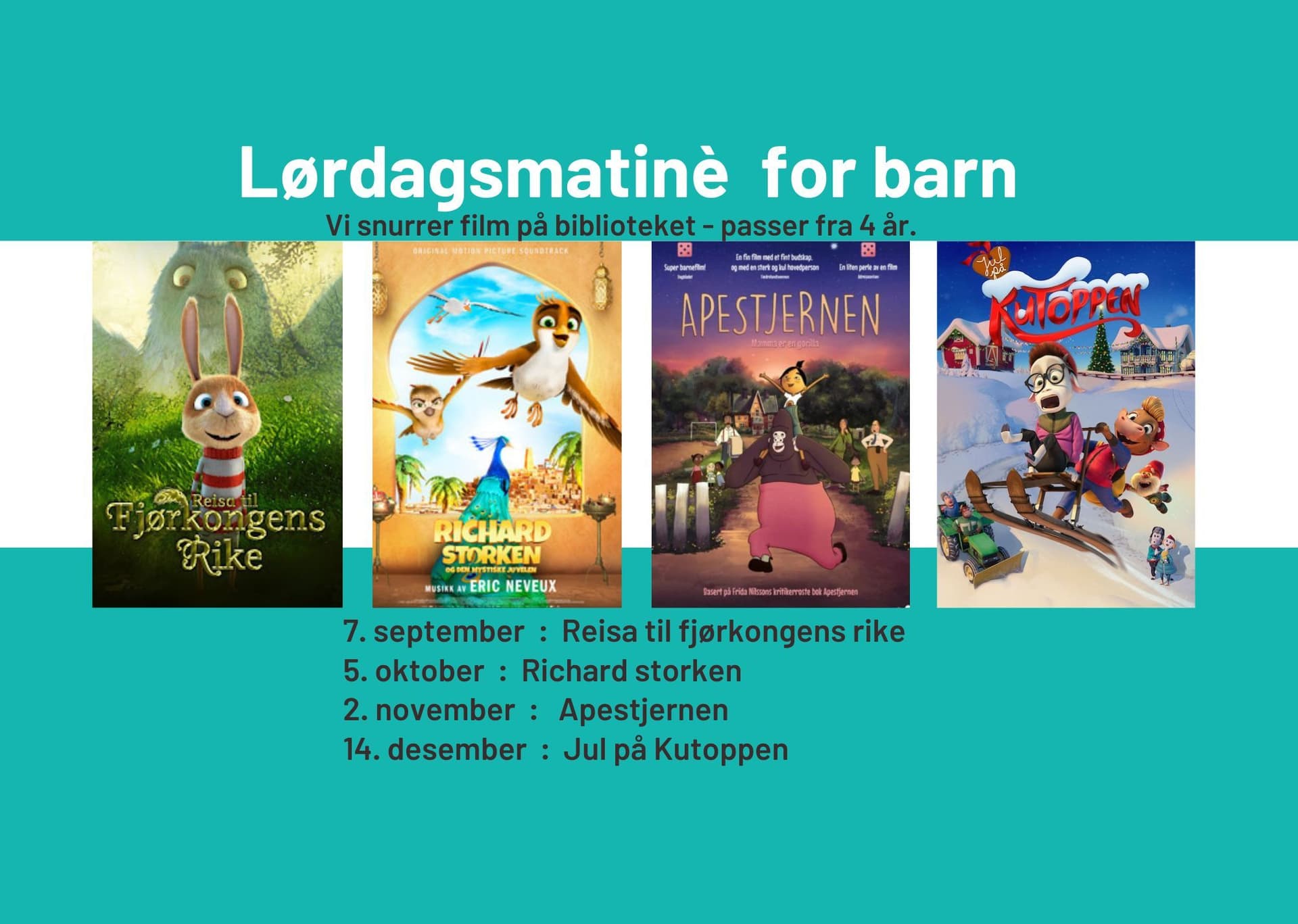 4 filmplakater for barn