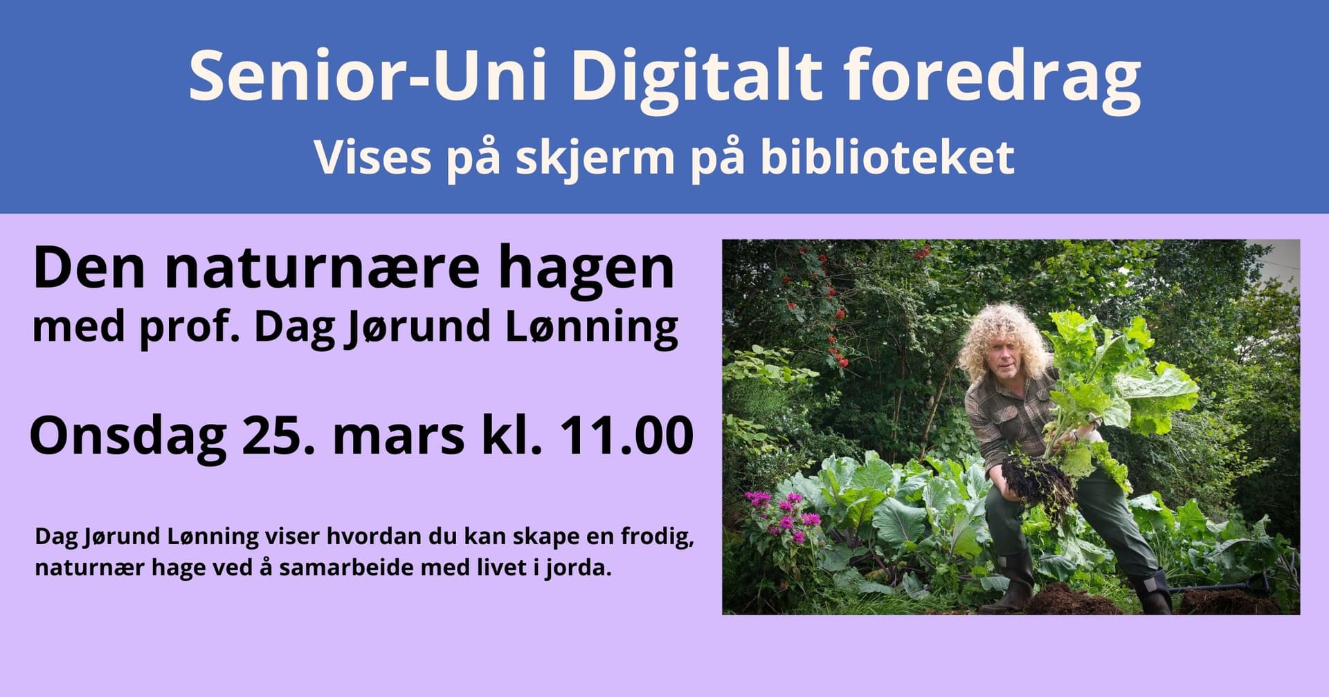 Foto av en mann som holder en grønnsak med røtter