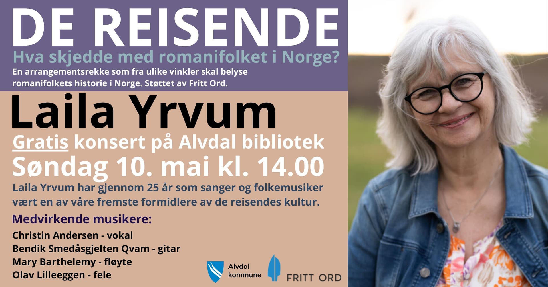 Portrettforto av smilende dame med grått hår